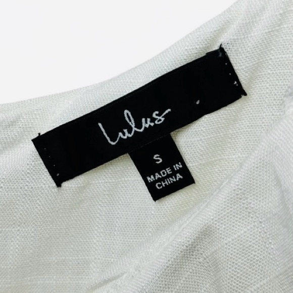 Lulus Ivory Ruffle Linen Mini Dress Small Bridal Shower Coquette - Picture 2 of 15